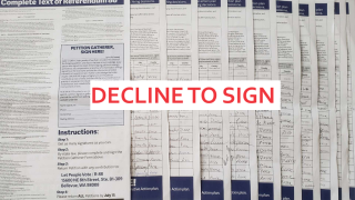 Petitions superimposed with “Decline to Sign”