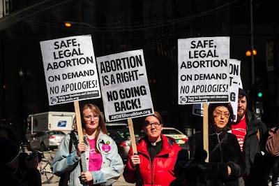 Women protesting for the right to abortion.