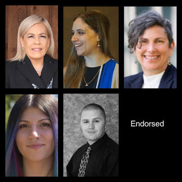 OI Endorsed Candidates from top left to right: Maggie Sanders, Sarah Tonge, Jasmine Vasavada, Emily Clouse, Wayne Fournier