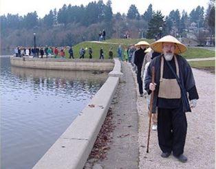  People marching around Capitol Lake in Olympia, WA to honor Martin Luther King