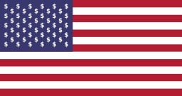 American flag with stars replaced with dollar signs