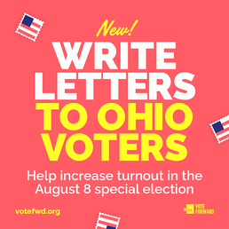 Poster advertising write letters to Ohio voters.