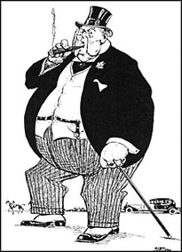  Cartoon figure of a large old wealthy man from the 1930’s