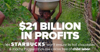 Two child cocoa laborers carrying large bowls on their heads