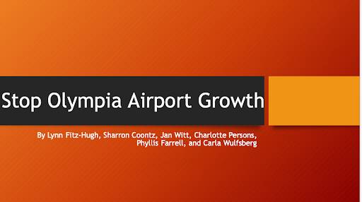 Stop Olympia Airport Growth sign