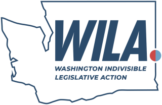  Logo for Washington Indivisible Legislative Action in the shape of Washington State.